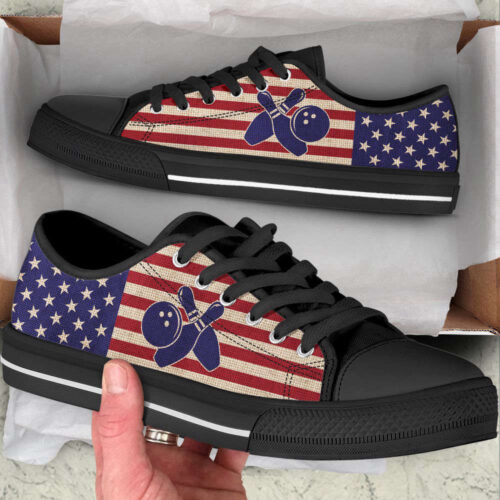 Bowling American USA Flag Low Top Shoes Canvas Print Lowtop Trendy Fashion Casual Shoes Gift For Adults