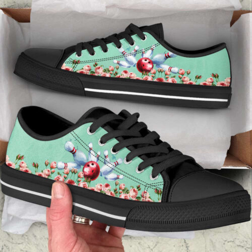 Bowling Flower Low Top Shoes Canvas Print Lowtop Fashionable Casual Shoes Gift For Adults