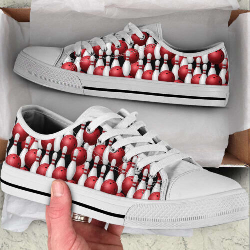 Bowling Pins 3D Low Top Shoes Canvas Print Low Top Trendy Fashion Casual Shoes Gift For Adults
