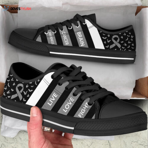 Brain Cancer Shoes Paisley Black White Low Top Shoes Canvas Shoes For Men And Women