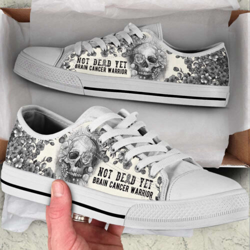 Brain Cancer Shoes Rose Flowers Skull Low Top Shoes Canvas Shoes For Men And Women