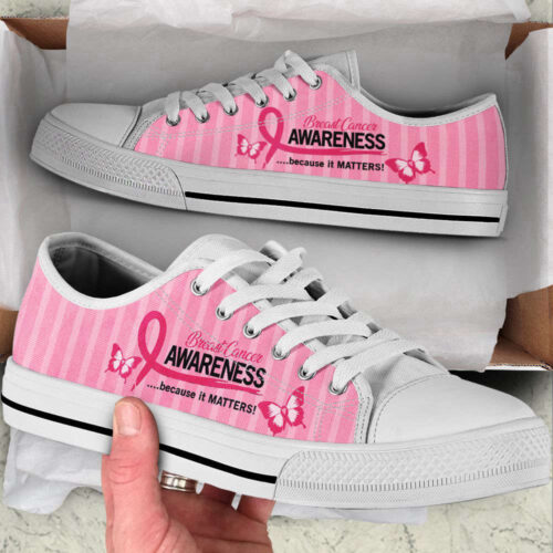 Breast Cancer Shoes Because It Matters Low Top Shoes Canvas Shoes For Men And Women