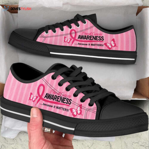 Breast Cancer Shoes Hope For A Cure Butterfly Low Top Shoes Canvas Shoes For Men And Women