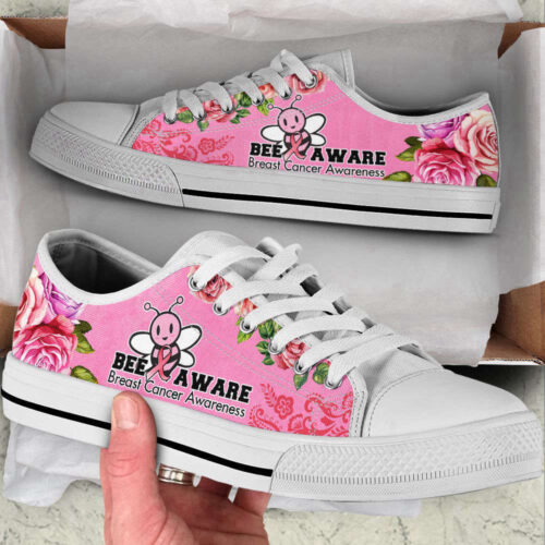 Breast Cancer Shoes Bee Aware Low Top Shoes Canvas Shoes For Men And Women