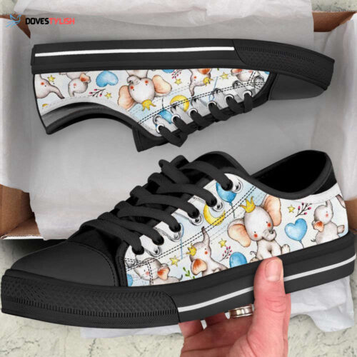 Bubble Elephant Low Top Shoes Canvas Print Lowtop Trendy Fashion Casual Shoes Gift For Adults