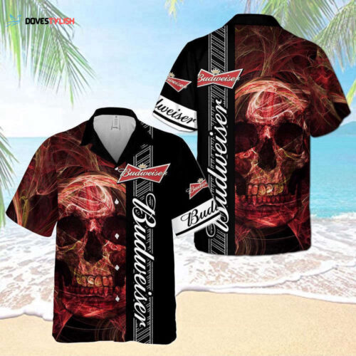 Budweiser Beer Skull  Hawaiian Shirt For Men Anđ Women