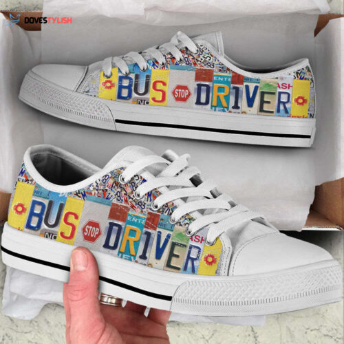 Bus Driver License Plates Low Top Shoes Canvas Print Lowtop Casual Fashion Trendy Shoes Gift For Adults