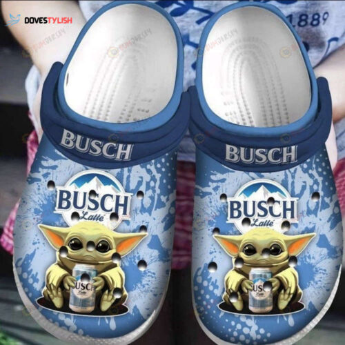 Busch Latte Baby Yoda Pattern Crocs Classic Clogs Shoes In Blue