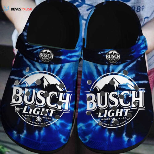 Busch Light Beer Logo Crocs Classic Clogs Shoes In Black Blue