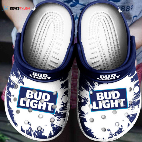 Busch Light Beer Logo Splatter Pattern Crocs Classic Clogs Shoes In Blue