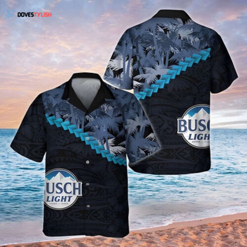 Busch Light Hawaiian Shirt  Summer Palm Tree Blend Polynesian Patternc For Men And Women