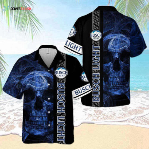 Busch Light Smoky Blue Skull Hawaiian Shirt For Men And Women