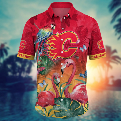 Calgary Flames NHL Flower Hawaii Shirt   For Fans, Summer Football Shirts
