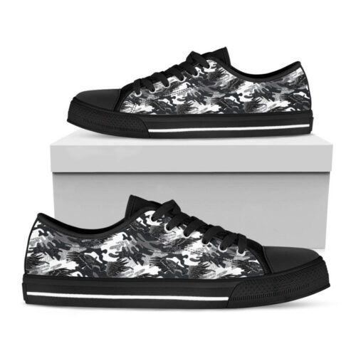 Camouflage Dazzle Wings Pattern Print Black Low Top Shoes, Gift For Men And Women