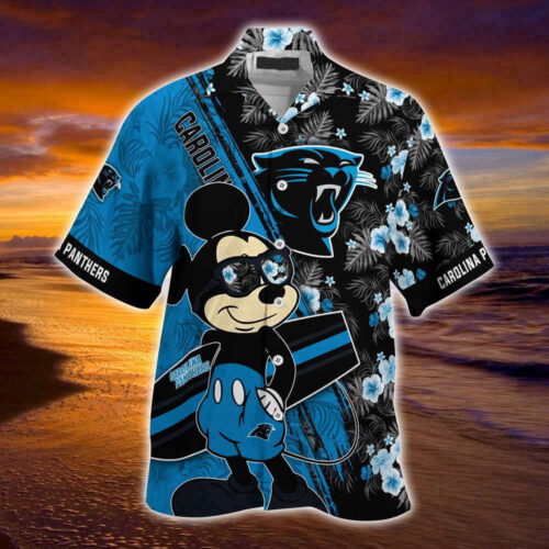 Carolina Panthers NFL-Summer Hawaii Shirt Mickey And Floral Pattern For Sports Fans