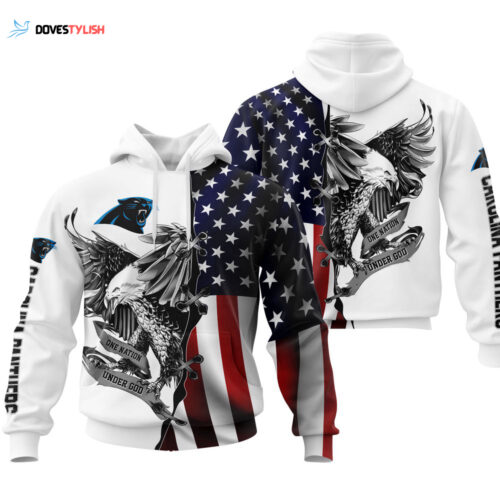 Carolina Panthers USA Flag Eagle Hoodie, Best Gift For Men And Women