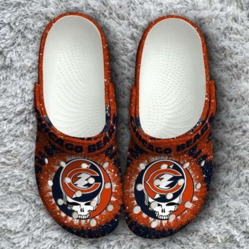 Chicago Bears Grateful Dead Crocs Classic Clogs Shoes In Orange