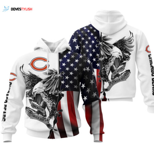 Chicago Bears USA Flag Eagle Hoodie, Best Gift For Men And Women