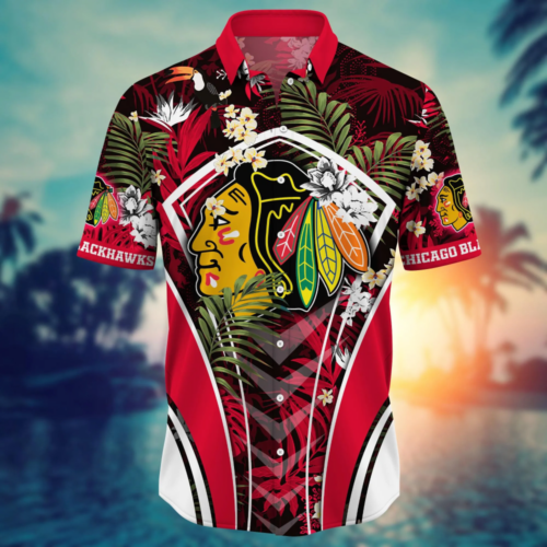 Chicago Blackhawks NHL Flower Hawaii Shirt   For Fans, Summer Football Shirts