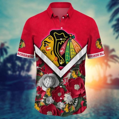 Chicago Blackhawks NHL Flower Hawaii Shirt   For Fans, Custom Summer Football Shirts
