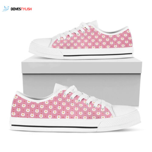 Chicken Love Emoji Pattern Print White Low Top Shoes, Gift For Men And Women