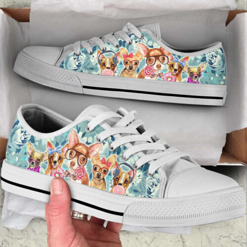 Poodle Dog Flowers Pattern Low Top Shoes Canvas Sneakers Casual Shoes, Dog Mom Gift