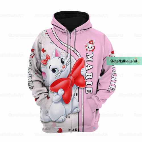 Christmas Marie Cat Hoodies, Marie Cat Women Hoodies, Marie Disney 3D Hoodie