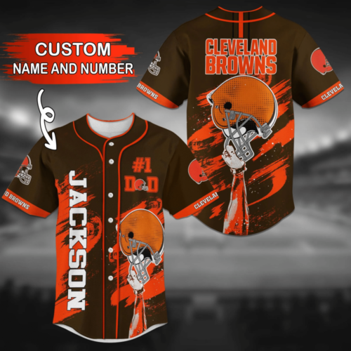 Cleveland Browns NFL Baseball Jersey Shirt Personalized Name and Number  For Men Women