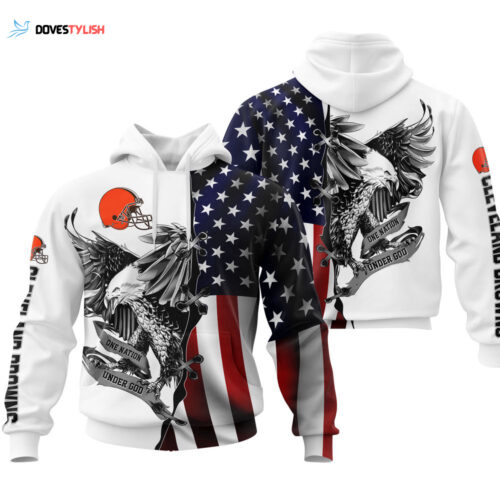 Cleveland Browns USA Flag Eagle Hoodie, Best Gift For Men And Women