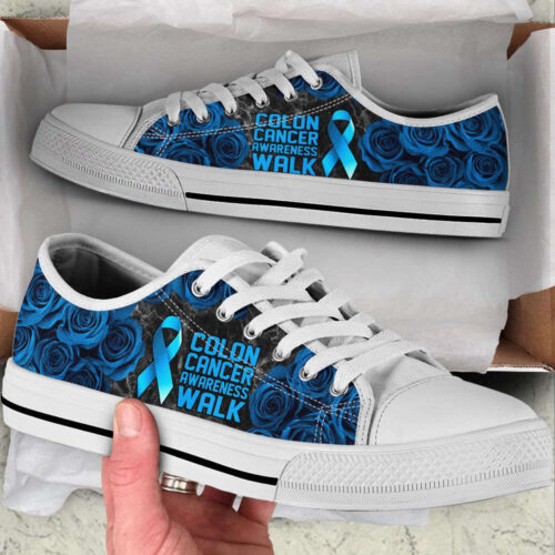 Colon Cancer Shoes Awareness Walk Low Top Shoes Canvas Shoes,  Best Gift For Men And Women