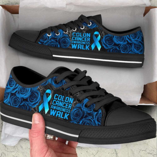 Colon Cancer Shoes Awareness Walk Low Top Shoes Canvas Shoes,  Best Gift For Men And Women