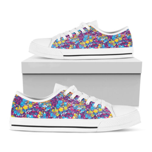 Colorful Aloha Camouflage Flower Print White Low Top Shoes, Best Gift For Men And Women