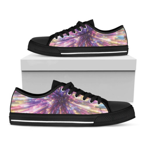 Colorful Hyperspace Print Black Low Top Shoes, Best Gift For Men And Women