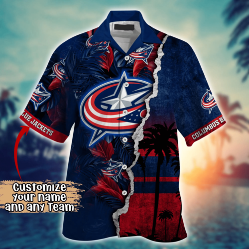 Columbus Blue Jackets NHL Flower Hawaii Shirt And Tshirt For Fans, Custom Summer Football Shirts