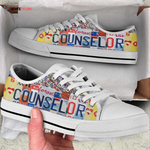Counselor License Plates Low Top Shoes Canvas Shoes, Best Gift For Teacher