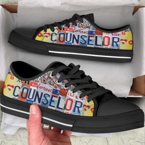Counselor License Plates Low Top Shoes Canvas Shoes, Best Gift For Teacher