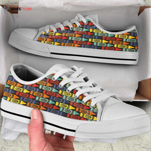 Crayon Color Seamless Low Top Shoes Canvas Print Lowtop Casual Fashion Trendy Shoes Gift For Adults