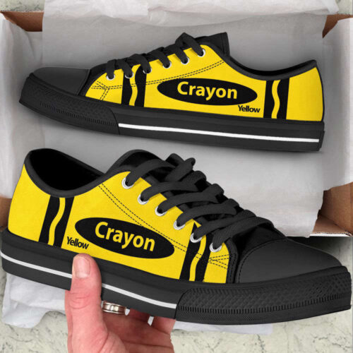 Crayon Yellow Low Top Shoes Canvas Print Lowtop Casual Fashion Trendy Shoes Gift For Adults