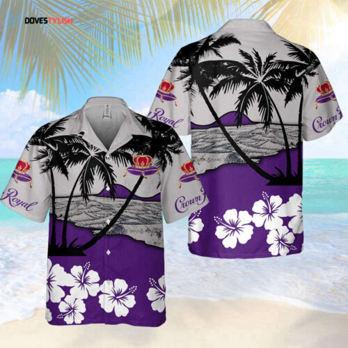 Crown Royal Collection Hibicus Palm Tree Hawaiian Shirt For Men And Women