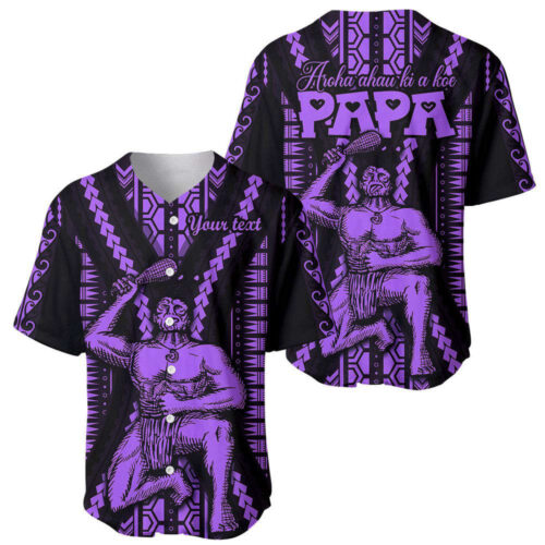 Custom Maori Fathers Day New Zealand Baseball Jersey Aroha Ahau Ki A Koe Papa Purple