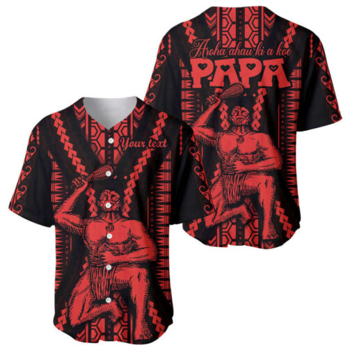 Custom Maori Fathers Day New Zealand Baseball Jersey Aroha Ahau Ki A Koe Papa Red