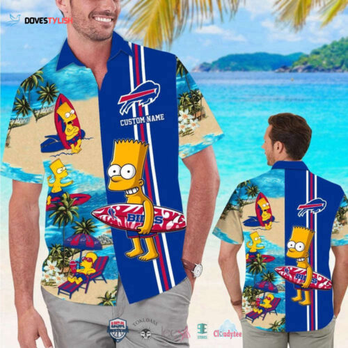 Custom Name Buffalo Bills Bart Simpson Hawaiian Shirt For Men Women