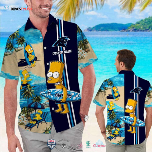 Custom Name Carolina Panthers Bart Simpson Hawaiian Shirt For Men Women