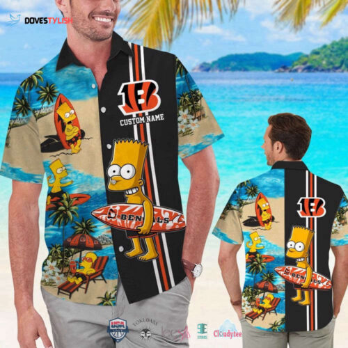 Custom Name Cincinnati Bengals Bart Simpson Hawaiian Shirt For Men Women