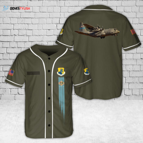 Custom Name Delaware Air National Guard 166th Airlift Wing 40209 Lockheed C-130 H2 Hercules “The First State” Baseball Jersey