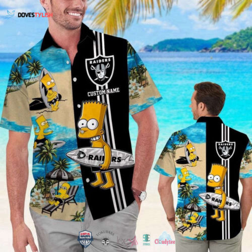 Custom Name Las Vegas Raiders Bart Simpson Hawaiian Shirt For Men Women