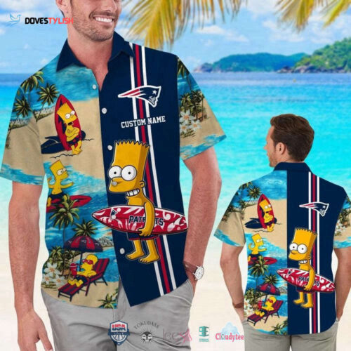 Custom Name New England Patriots Bart Simpson Hawaiian Shirt For Men Women
