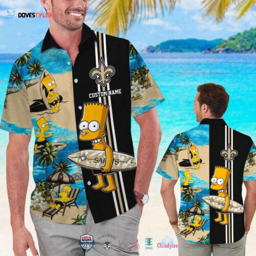 Custom Name New Orleans Saints Bart Simpson Hawaiian Shirt For Men Women