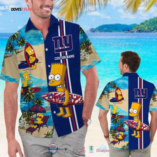 Custom Name New York Giants Bart Simpson Hawaiian Shirt For Men Women
