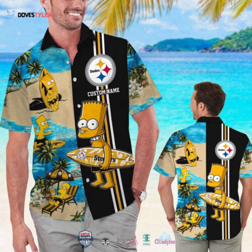 Custom Name Pittsburgh Steelers Bart Simpson Hawaiian Shirt For Men Women